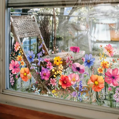 Last Day Sale 🔥85% OFF - 💐Colorful Floral Bouquet Window Sticker🖼️(Cut to size freely)